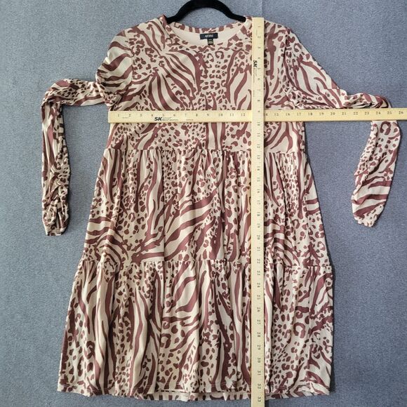 AFRM X Nordstom M Brown Mixed Animal Print Babydoll Dress 829 - Picture 8 of 10